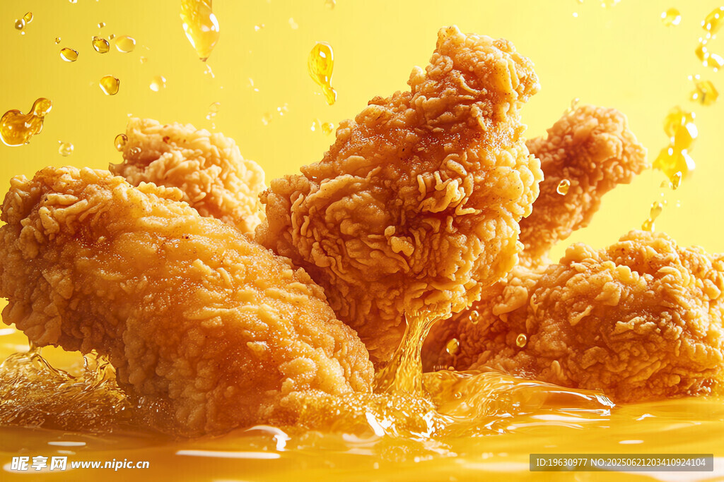 金黄酥脆炸鸡诱人瞬间