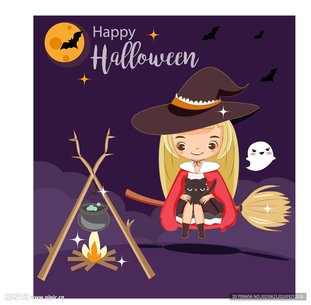 万圣节女孩与魔法露营 