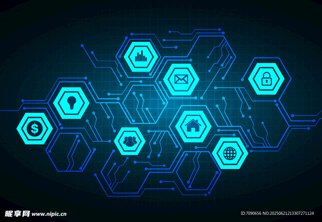 科技感六边形发光图案