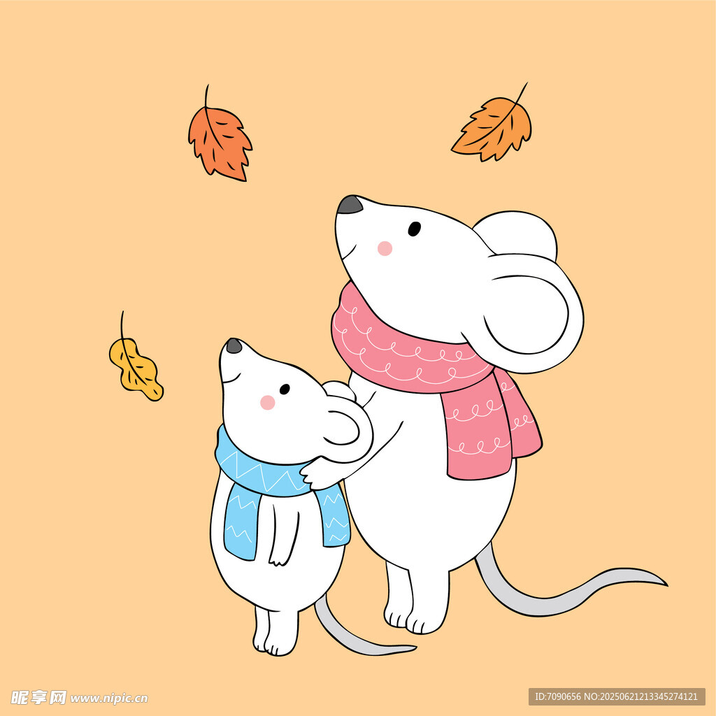 鼠妈妈与小鼠的秋日温馨时刻