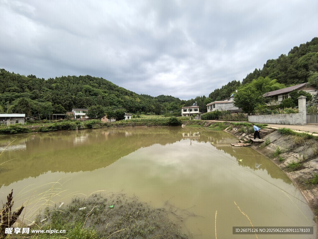 乡村河畔风景