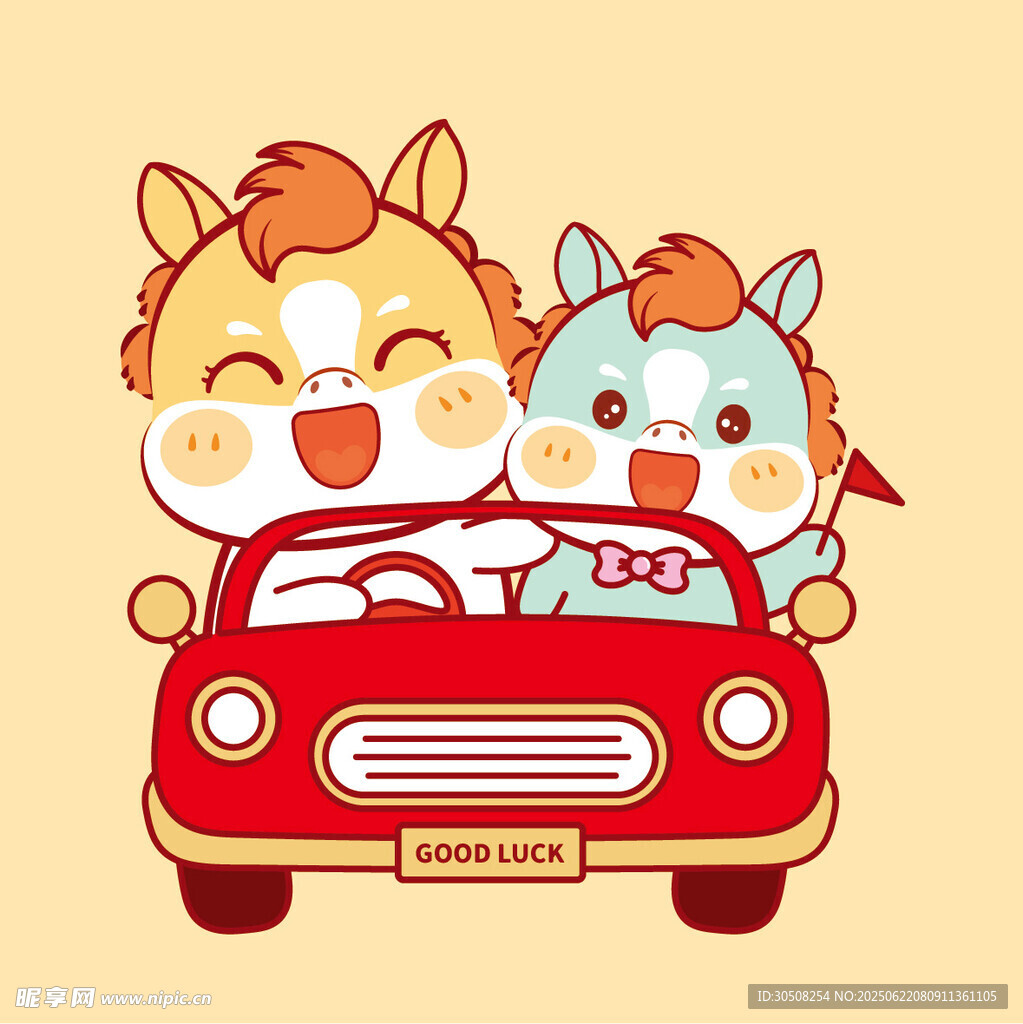 萌宠小马驾车出游