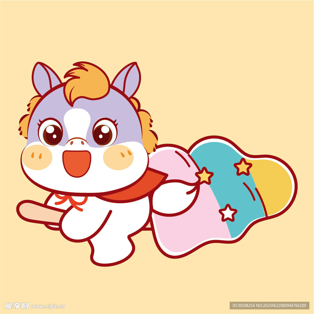 飞天小马形象设计插画