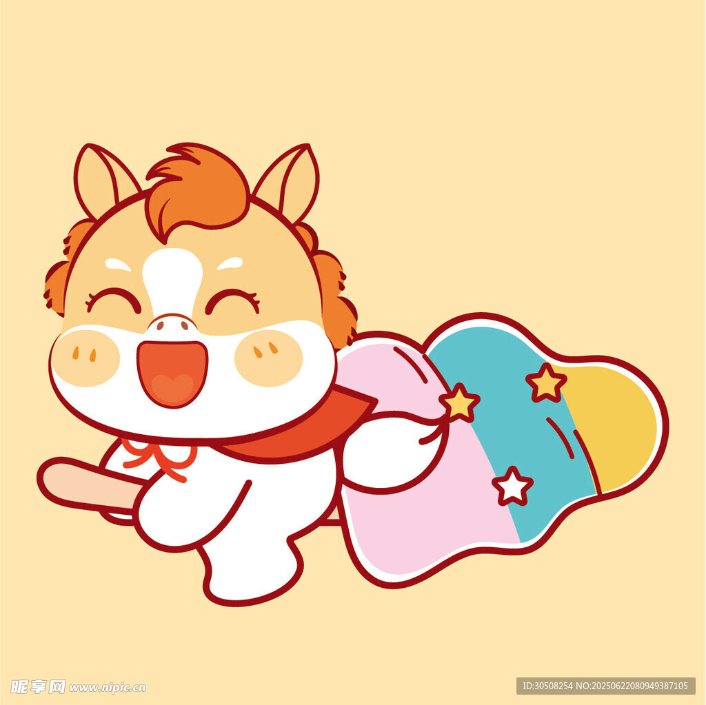 萌趣小马背着多彩包裹