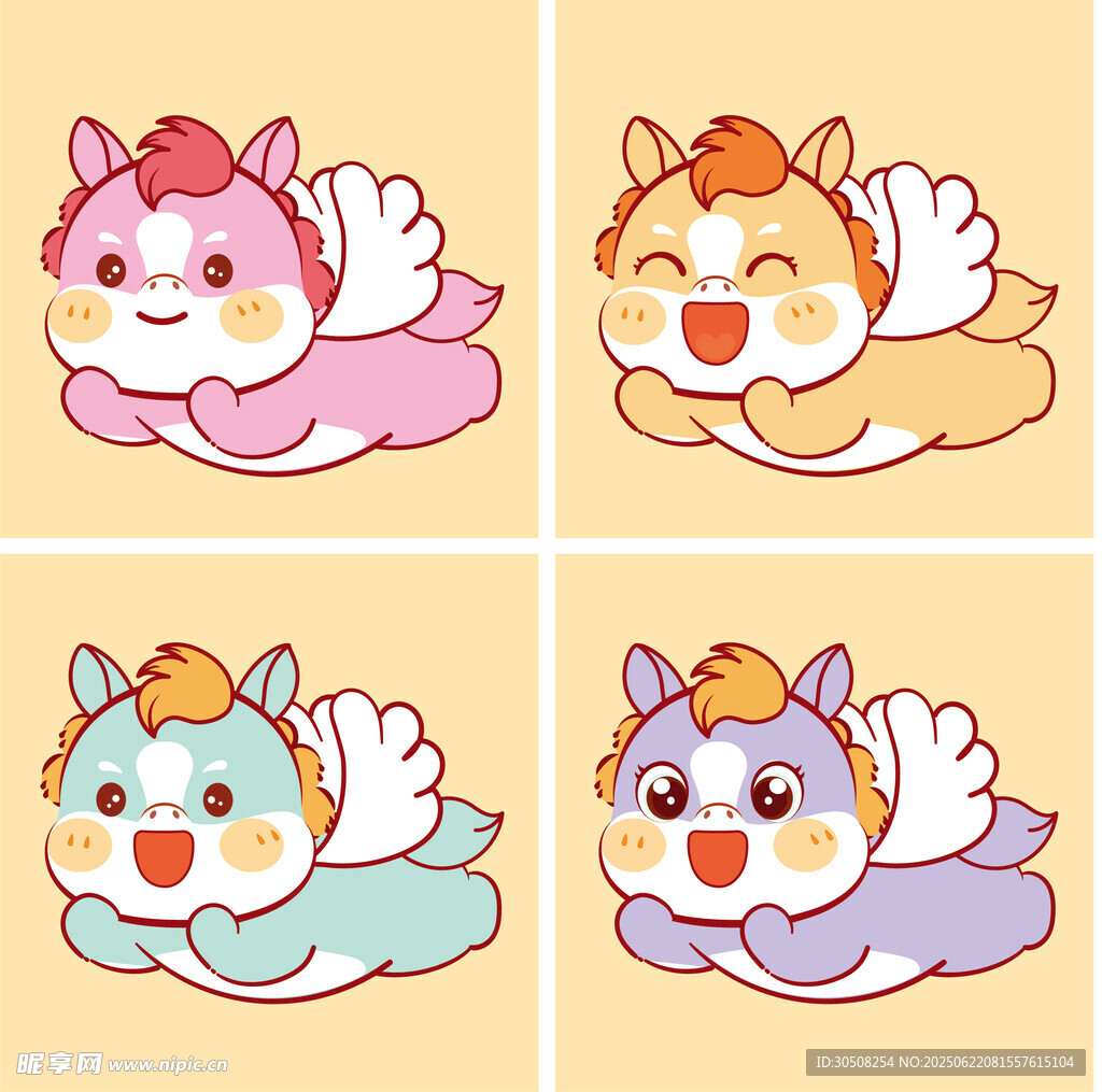 可爱萌宠卡通动物四宫格