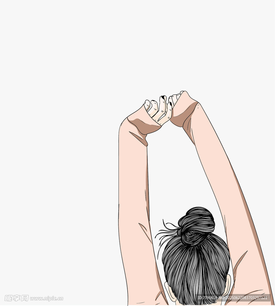 女孩抬手做伸展动作