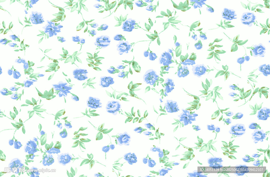 蓝绿花卉图案背景