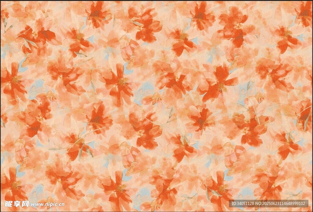 橙色花卉图案背景纹理