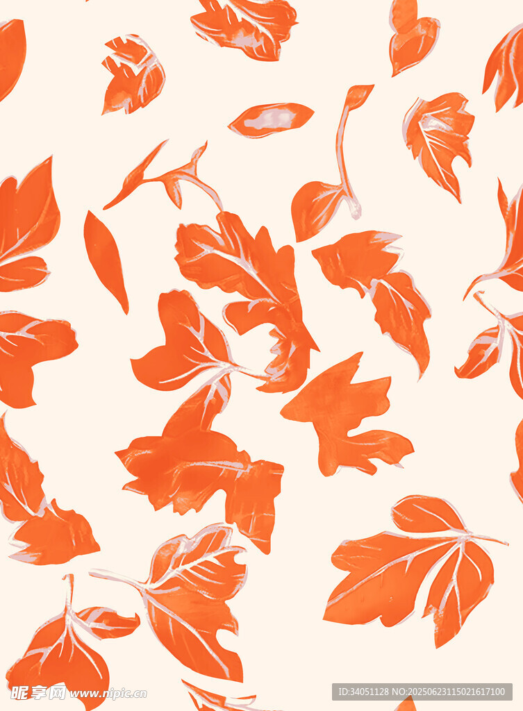 橙色叶片图案背景纹理