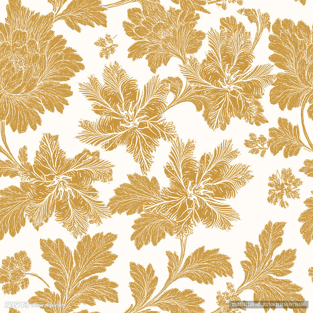 金色花卉图案背景纹理