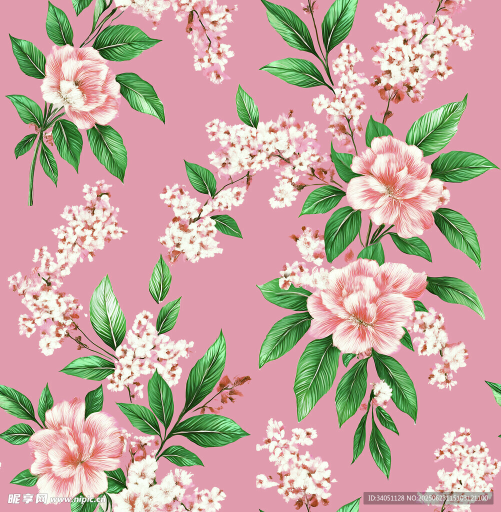 粉色花卉图案背景纹理