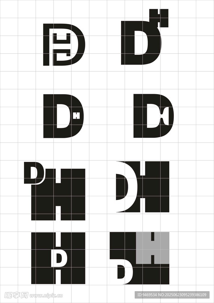 创意字母D设计图案