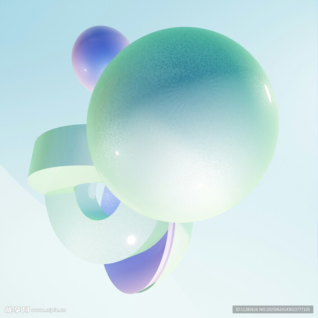 梦幻渐变球体抽象艺术图