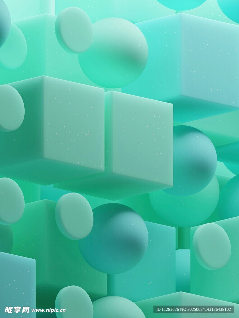 清新绿调几何立体图案