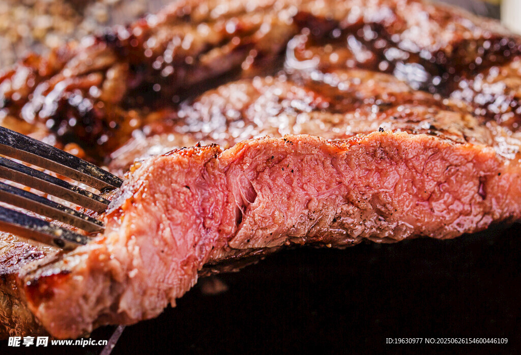 美味多汁的牛排特写