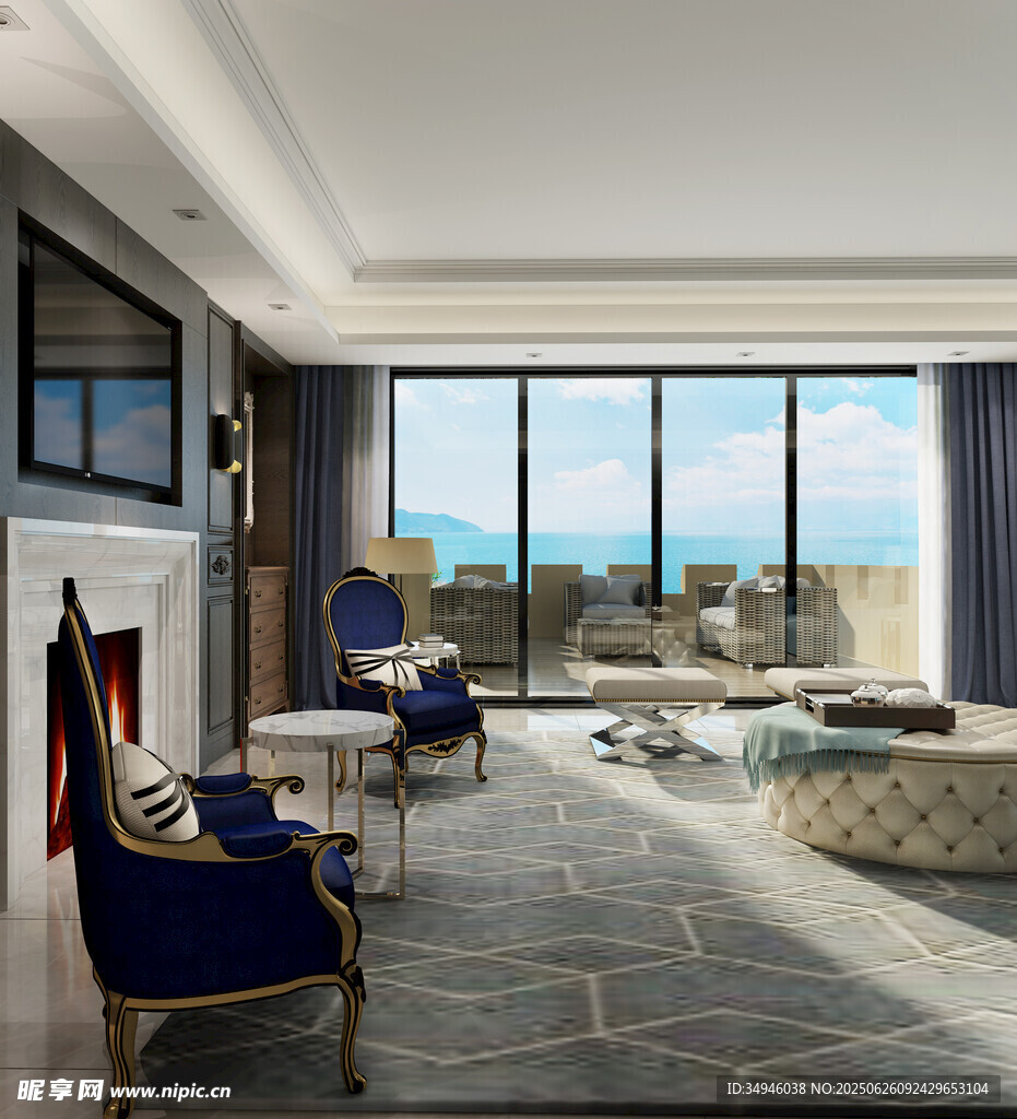 奢华海景客厅室内设计