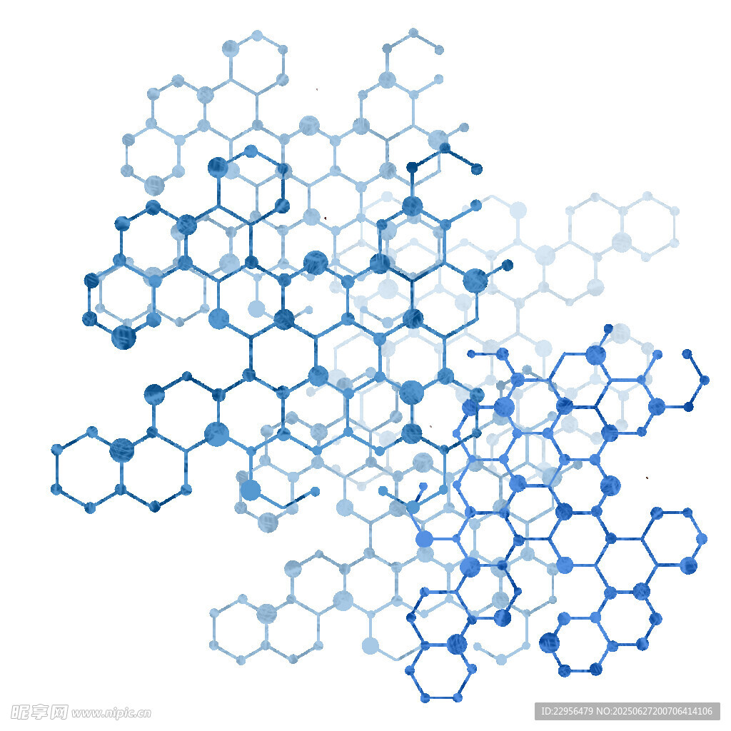 蓝色六边形分子结构图案