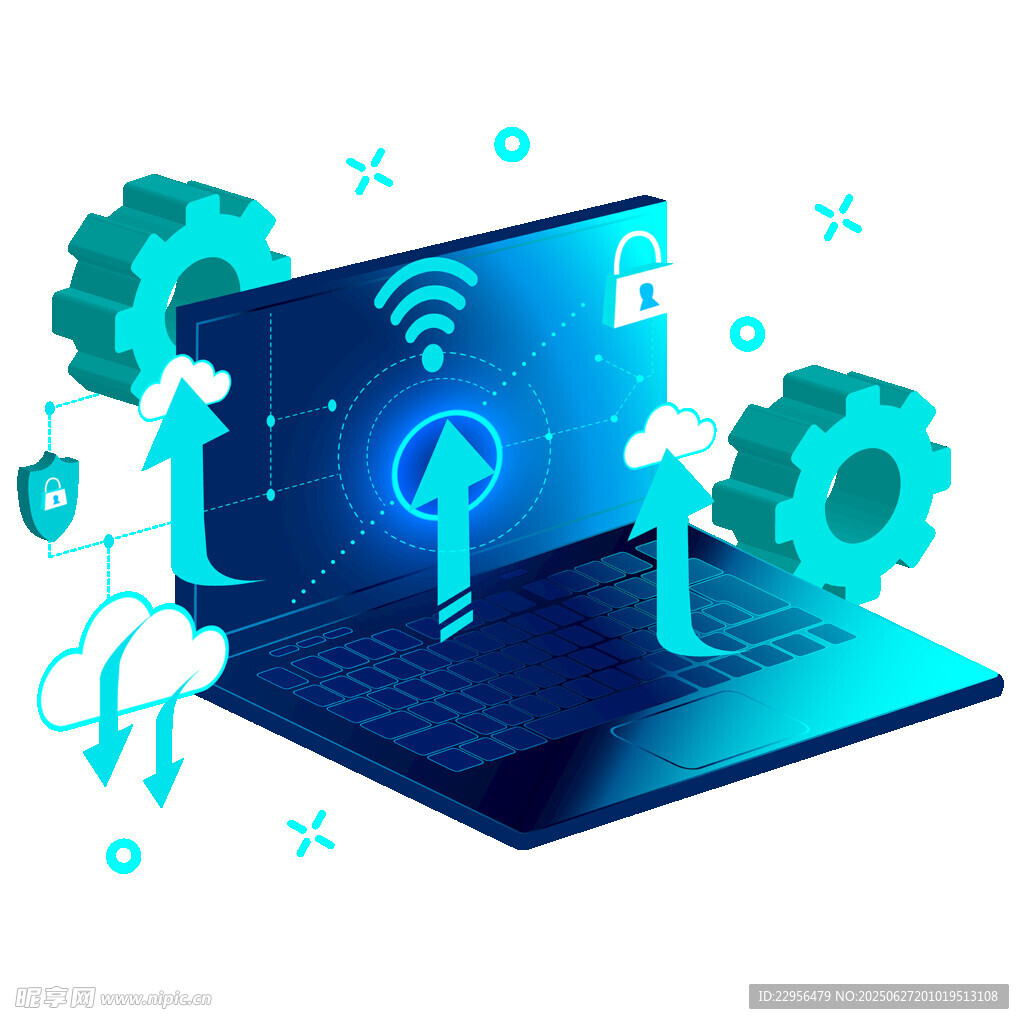 科技感笔记本电脑与互联元素