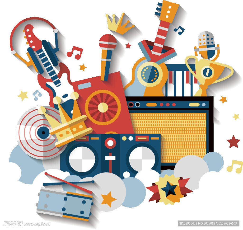 多彩音乐元素创意插画