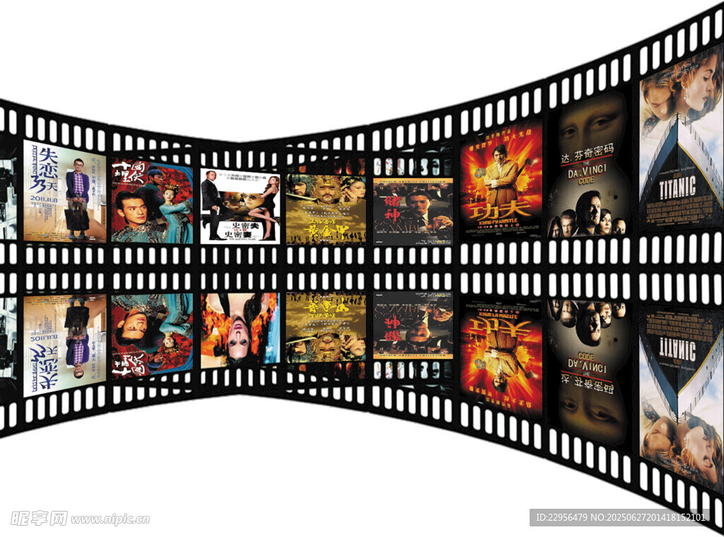 电影胶片展示经典影片画面