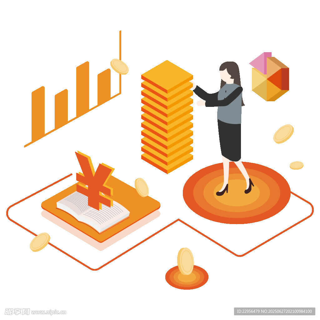 商务人士与金融数据元素