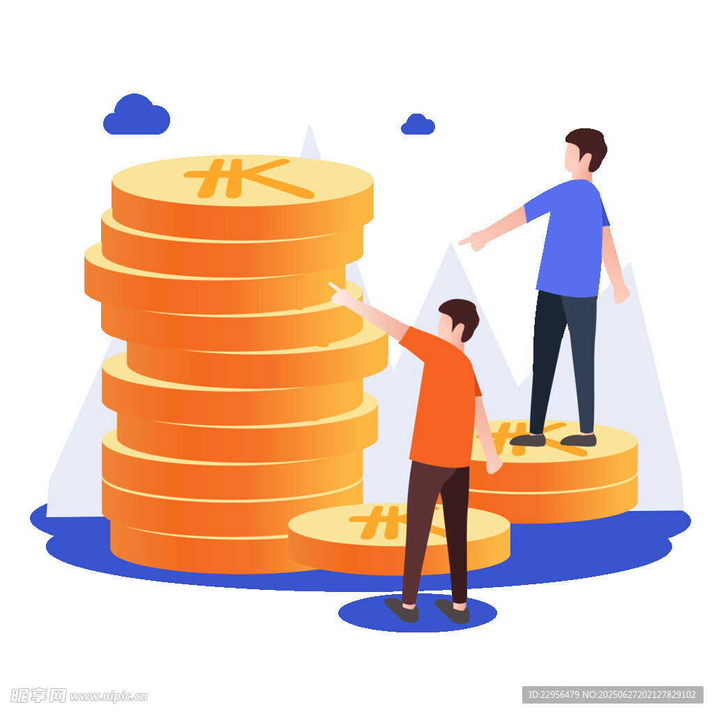 两人协作攀登财富金币堆