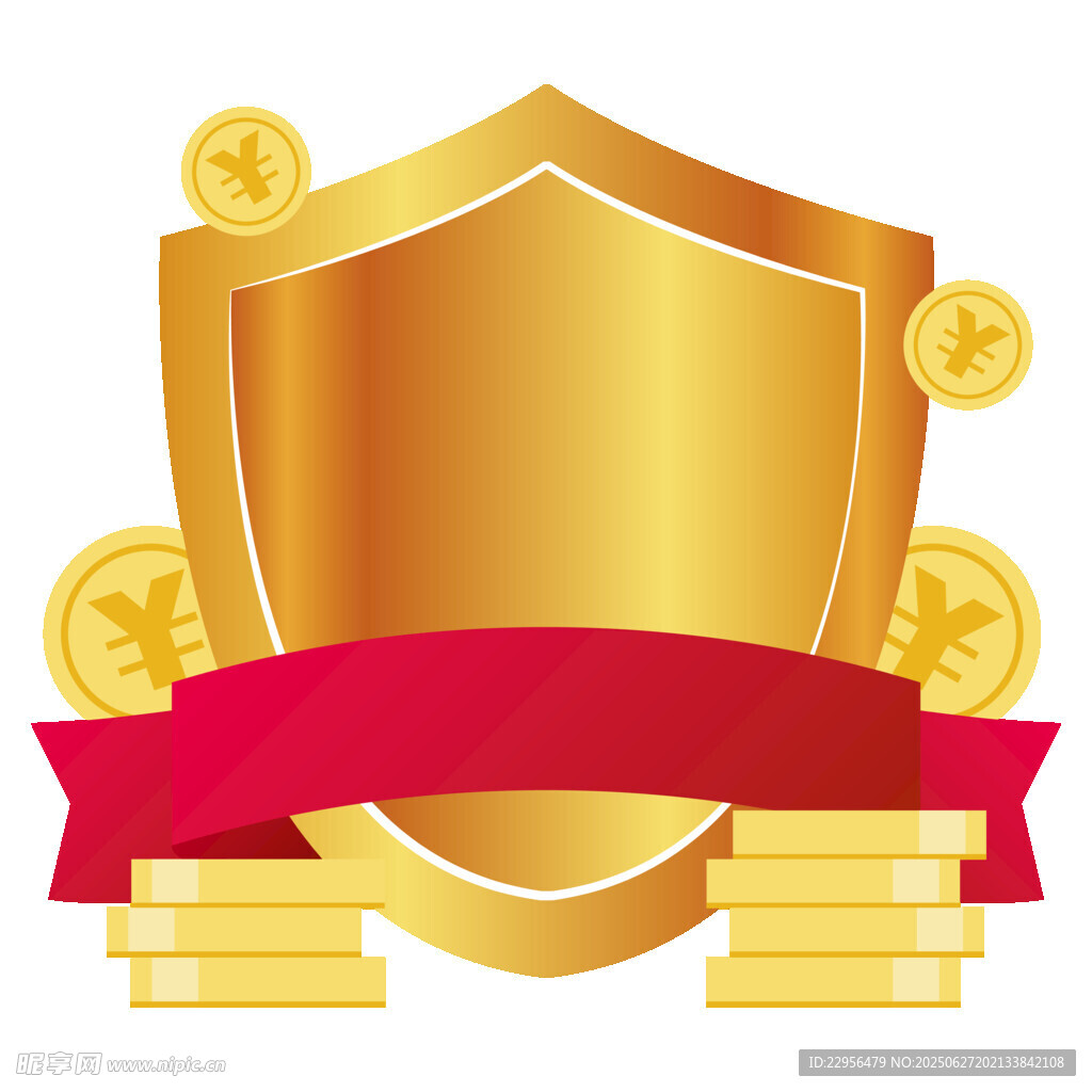金色盾牌财富象征图标