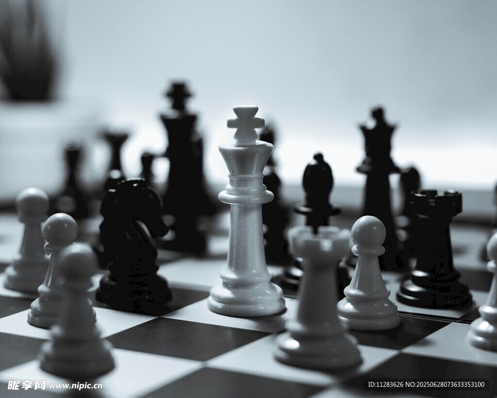 黑白棋子对弈棋盘场景