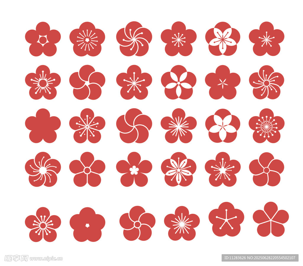 红色花朵图案集合