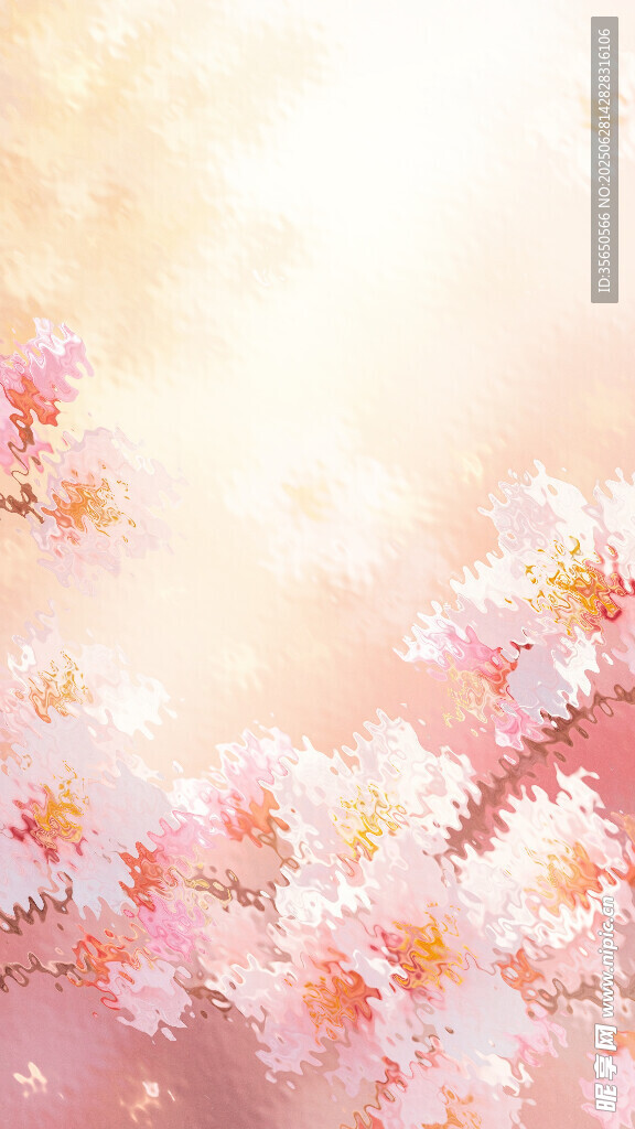 浪漫粉色樱花绽放美景油画涂鸦