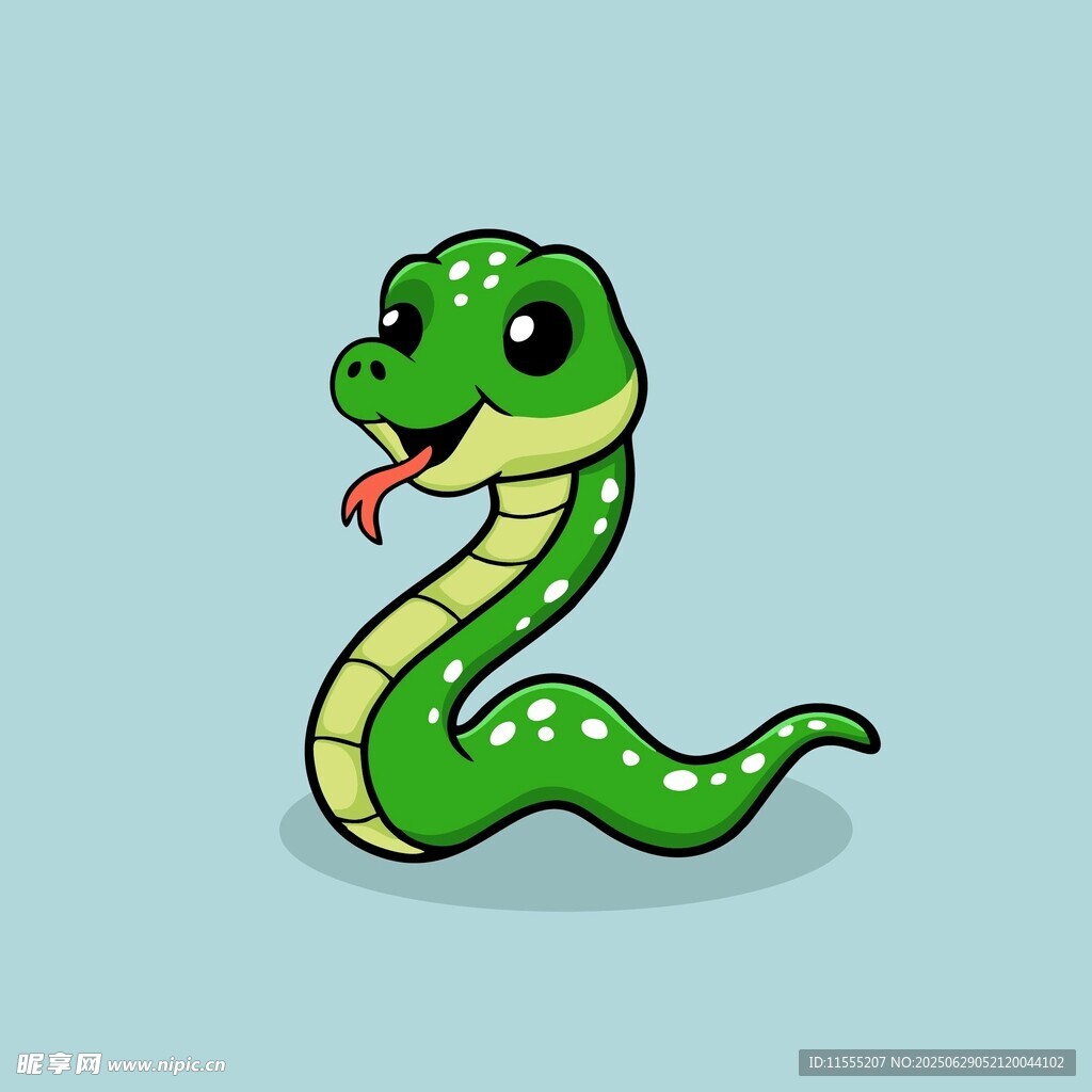 可爱卡通绿蛇吐信子