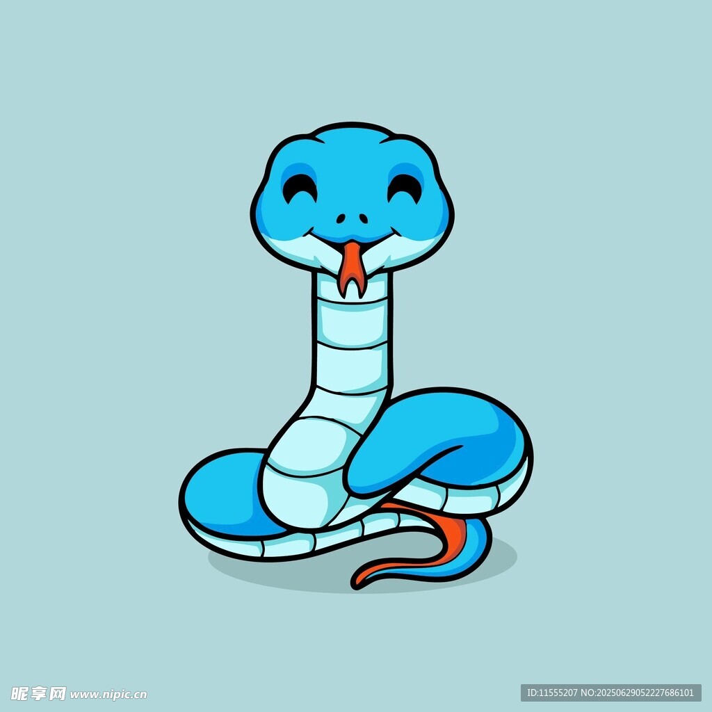 可爱蓝色卡通蛇形象