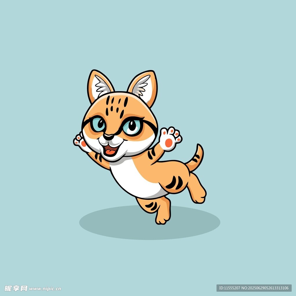 跳跃的可爱卡通小猫