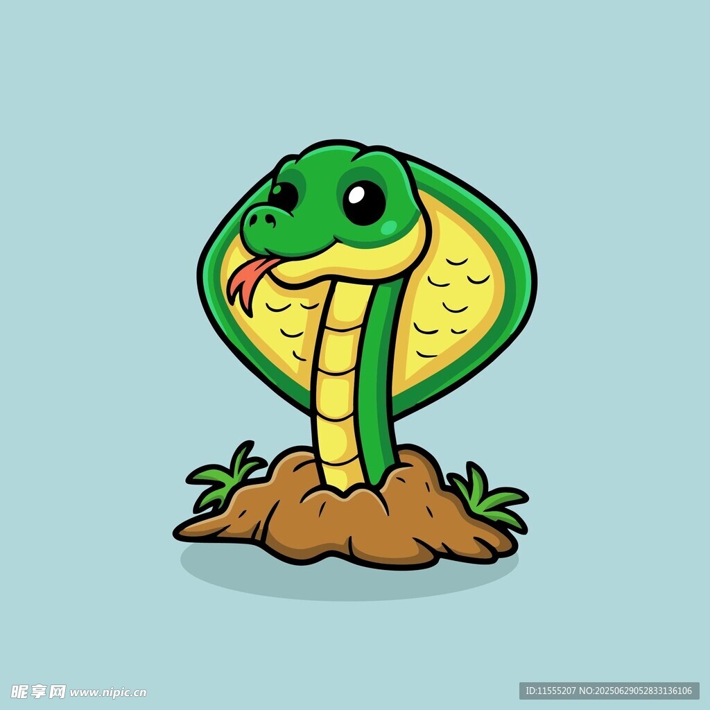 可爱卡通眼镜蛇破土而出