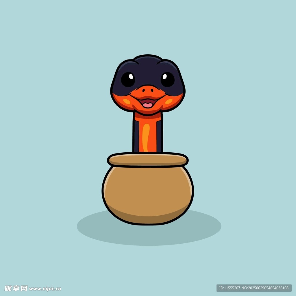 陶罐中的卡通眼镜蛇