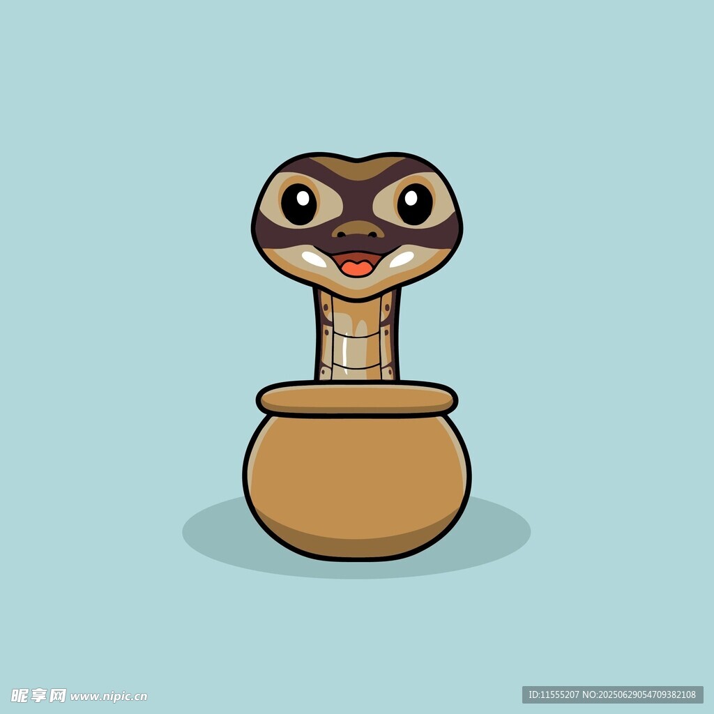 陶罐中的可爱卡通蛇