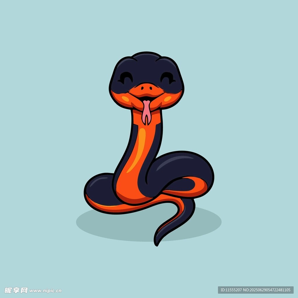 可爱卡通黑红相间小蛇