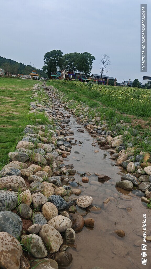 乡间碎石小溪风景