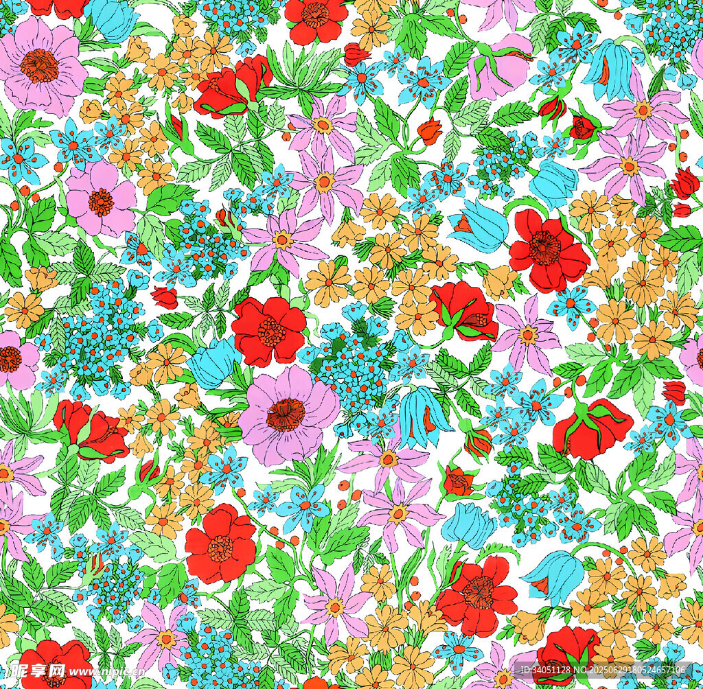缤纷花卉图案背景