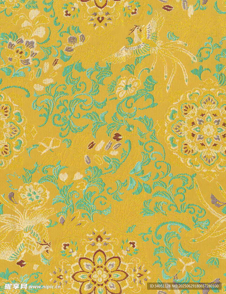 复古风黄色花卉图案纹理