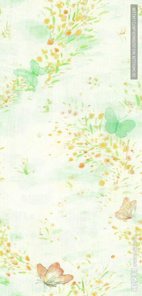 梦幻水彩风飞鸟花卉背景图