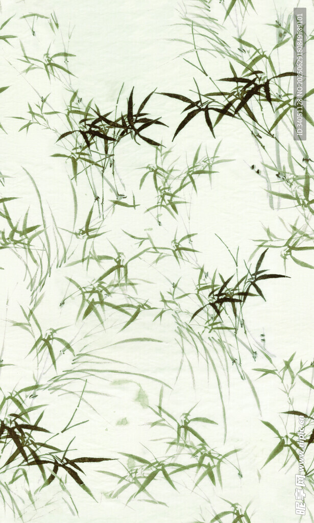 清新水墨风竹叶图案