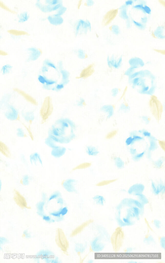 蓝白花卉水彩图案背景