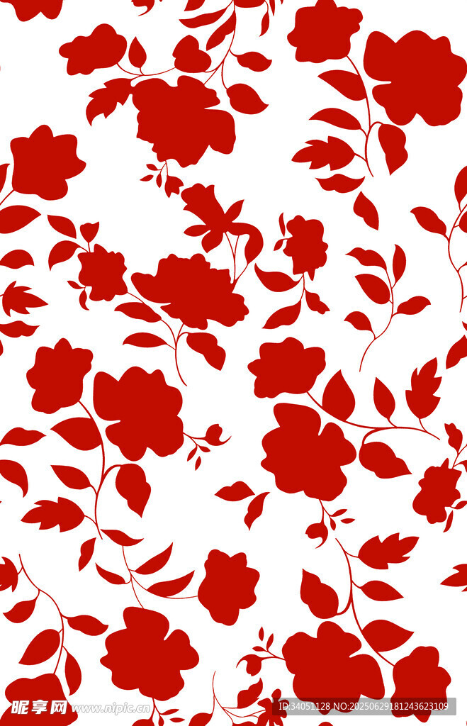 红色花卉图案背景