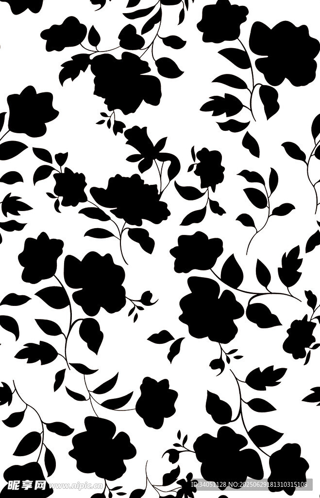 黑白花卉图案纹理