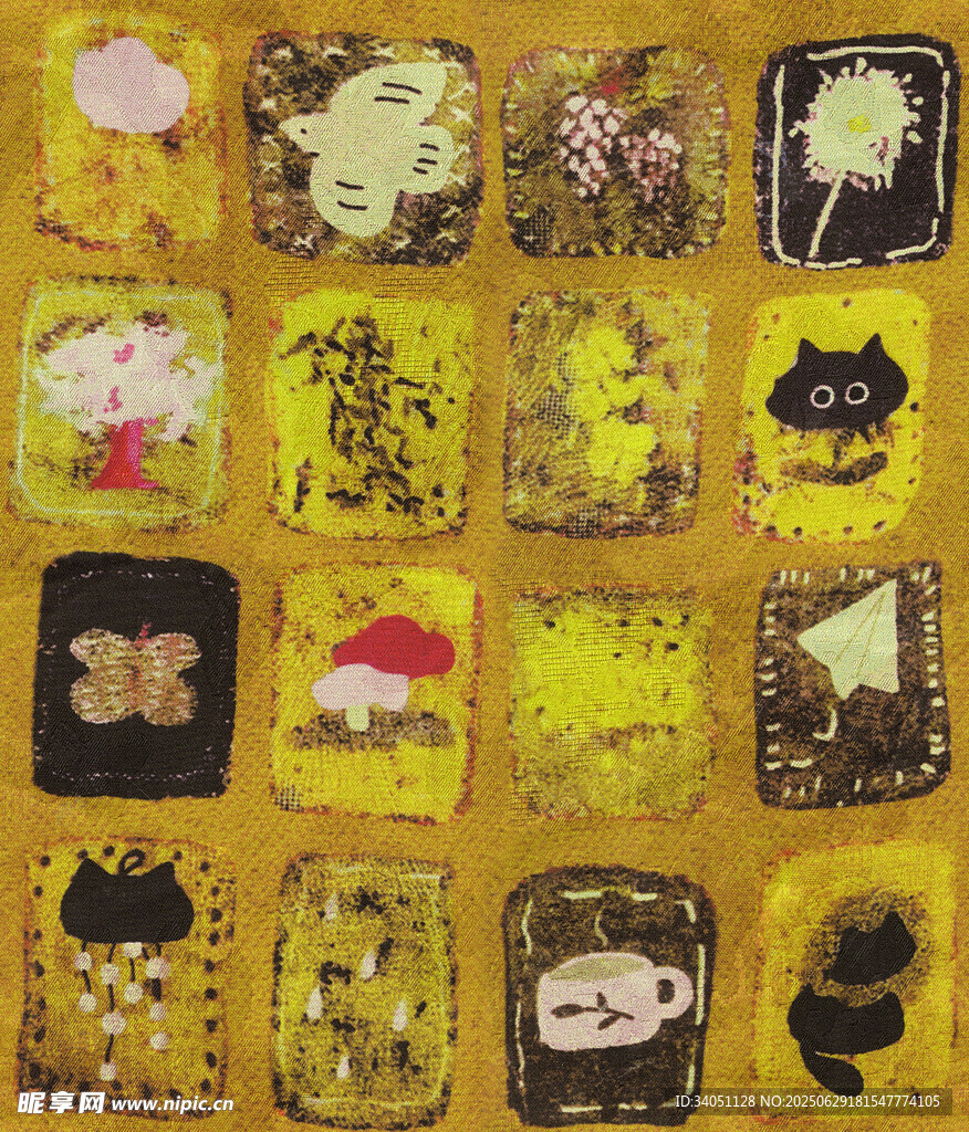 日式卡通图案拼贴画