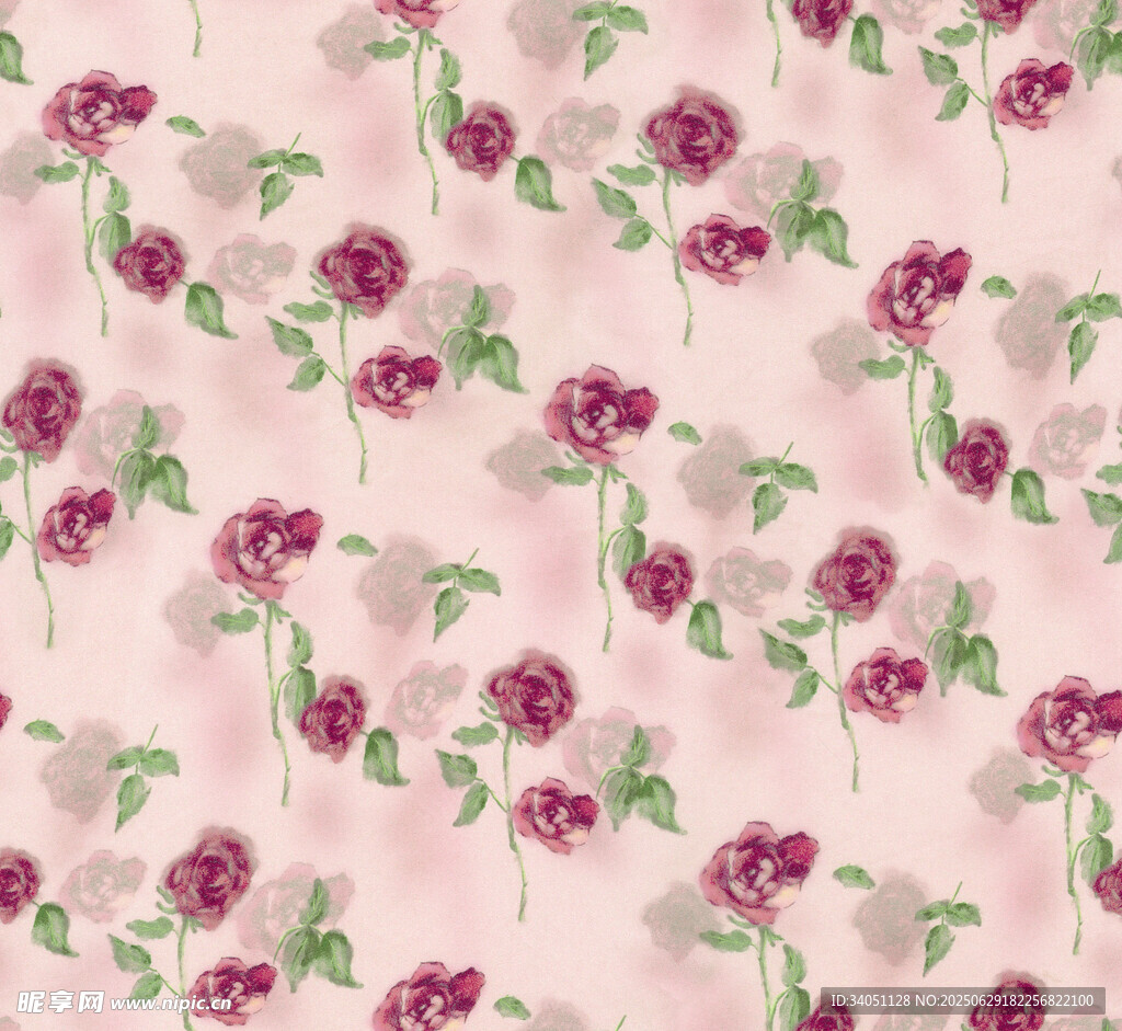 粉色花卉图案布料纹理
