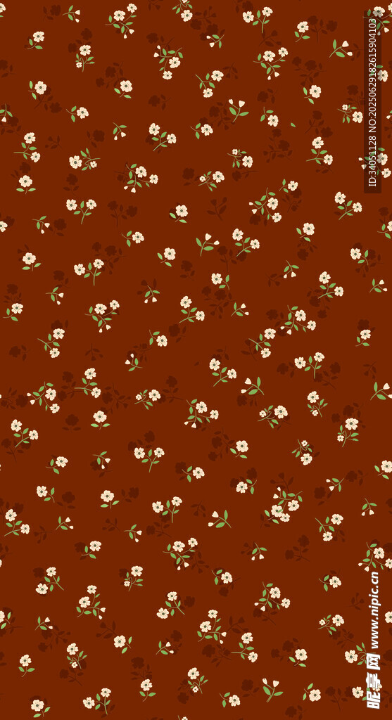 棕色底白点碎花图案