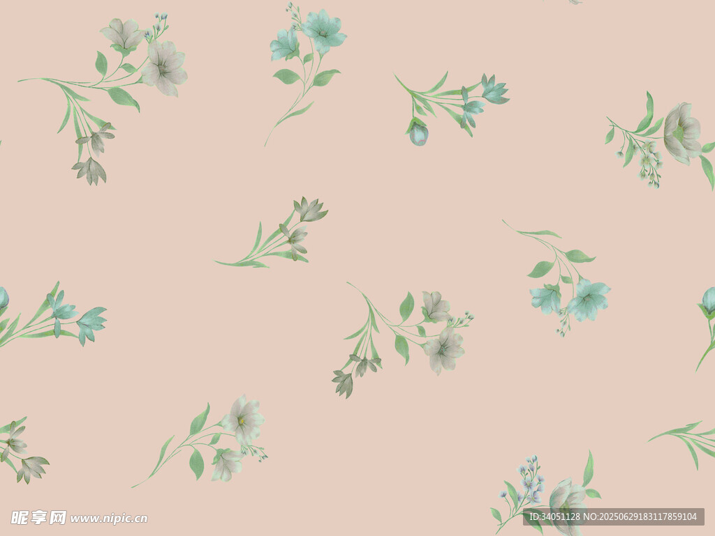 淡粉底色清新花卉图案