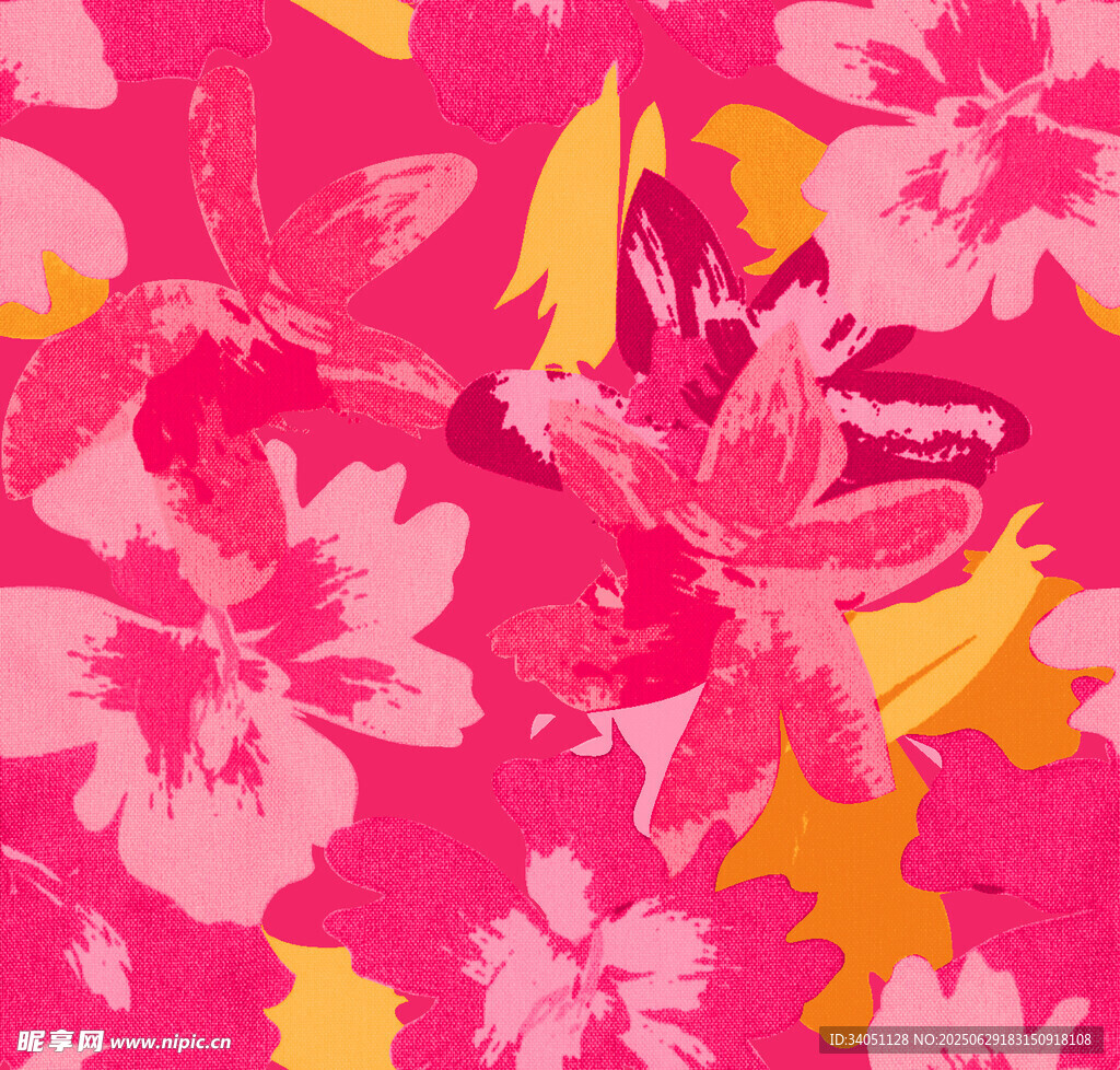 粉色花卉图案布料纹理